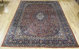 Antique And Finely Hand Woven Kashan Carpet.