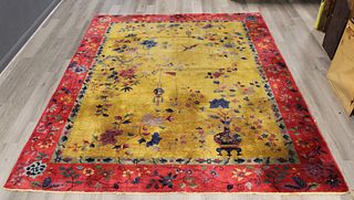 Art Deco And Finely Hand Woven Chinese Carpet.
