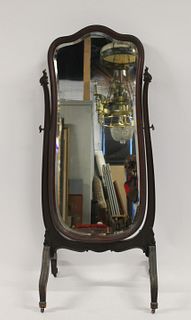 Antique Mahogany Cheval Mirror.