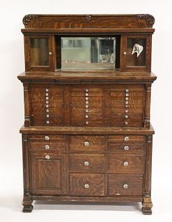 Antique Oak Multi Drawer Dental Cabinet.