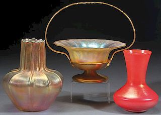 3 PIECE GROUP OF L.C. TIFFANY FAVRILE ART GLASS