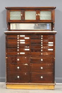 Antique Dental Cabinet With Milk Glass Top.