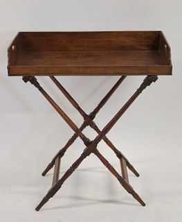 Antique Mahogany Butlers Tray On Stand.