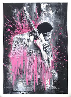 Mr Brainwash  Hand signed and numbered serigraph on paper  "Jimi"