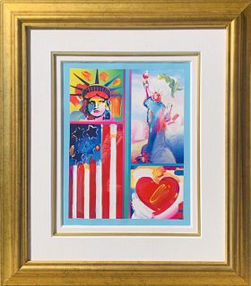 Peter Max Mixed media Acrylic on paper  "Two Liberty "