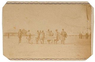 Civil War, Crime & Punishment CDV, Escaped Prisoners Wearing Barrels, Point Lookout, Maryland 