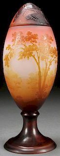 A GALLE FRENCH CAMEO "EGG FORM" FOOTED VASE