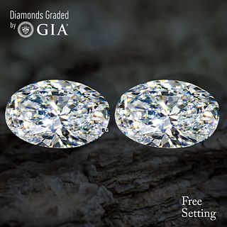 4.04 carat diamond pair, Oval cut Diamonds GIA Graded 1) 2.01 ct, Color D, VVS2 2) 2.03 ct, Color D, VVS2. Appraised Value: $190,800 