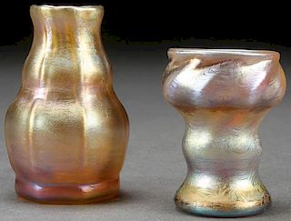 TWO L.C. TIFFANY FAVRILE ART GLASS CABINET VASES