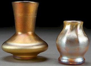 TWO L.C. TIFFANY FAVRILE ART GLASS CABINET VASES