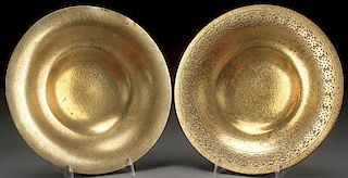 TWO TIFFANY STUDIOS ETCHED DORE BRONZE LOW BOWLS