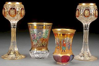 4 PCS OF AUSTRIAN AND BOHEMIAN CUT GLASS