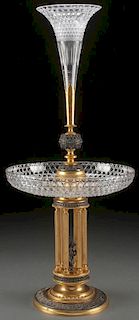 A CONTINENTAL GILT BRONZE CRYSTAL EPERGNE
