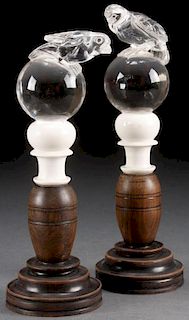 FRENCH CARVED ROCK CRYSTAL AND IVORY ORNAMENTS