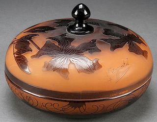 A D'ARGENTAL FRENCH CAMEO ART GLASS COVERED BOX