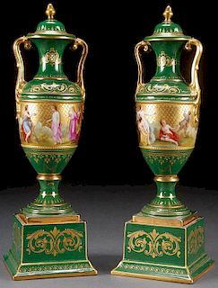 A PAIR OF ATTRACTIVE GILT AND HAND DECORATED