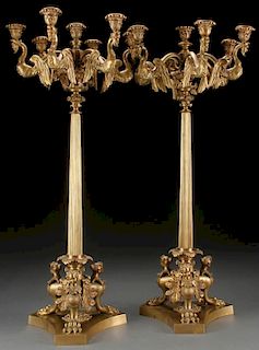 A LARGE PAIR OF FRENCH EMPIRE STYLE CANDELABRA