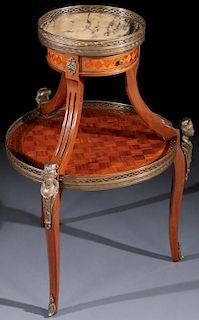 AN ENGLISH VICTORIAN PARQUETRY MAHOGANY AND BRONZ