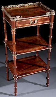 A GOOD VICTORIAN MAHOGANY AND INLAID BRONZE STAND