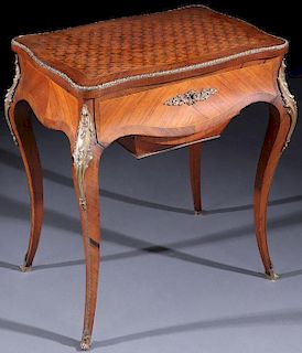 A FRENCH LOUIS XVI STYLE PARQUETRY AND GILT