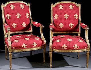 A FINE PAIR OF FRENCH LOUIS XVI STYLE GILT WOOD