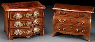 A PAIR OF MINIATURE FURNITURE FORM JEWELRY BOXES