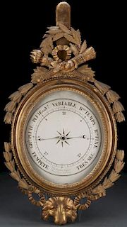A FINE CARVED AND GILT WOOD BAROMETER, FRENCH