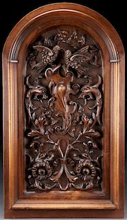 A PAIR OF ORNATE CARVED ARCHED PANELS, CONTINENTA