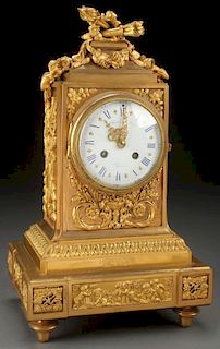 A FRENCH GILT BRONZE MANTLE CLOCK, 19TH CENTURY