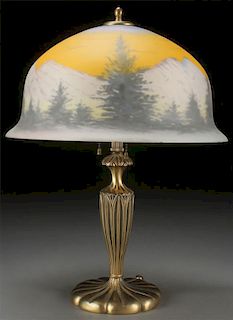 A PAIRPOINT REVERSE PAINTED TABLE LAMP