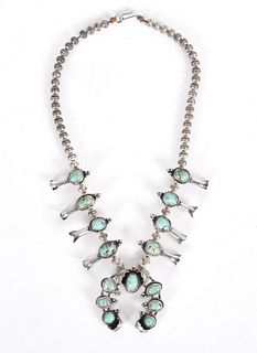 A Native American Silver Squash Blossom Necklace