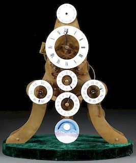 AN ASTRONOMICAL SKELETON CLOCK, 20TH CENTURY