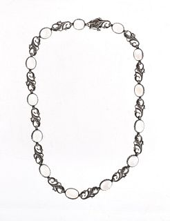 A Silver, Moonstone and Marcasite Necklace