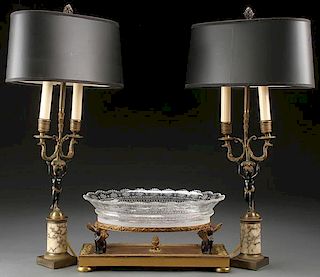 A FRENCH EMPIRE CUT GLASS AND GILT BRONZE CONSOLE