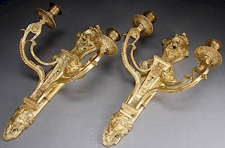 A PAIR OF FRENCH EMPIRE REVIVAL GILT BRONZE WALL