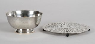 A Sterling Silver Revere Style Bowl and a Trivet