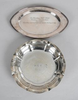 A Large Sterling Bowl and A Horse Trophy Tray