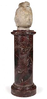 A LARGE VICTORIAN CARVED MARBLE PEDESTAL