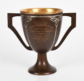 A Heintz Art Metal Sterling on Bronze Trophy