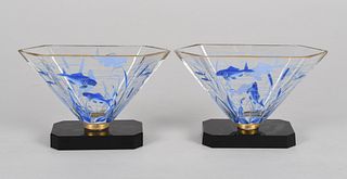A Pair of Art Deco Period Glass Vases