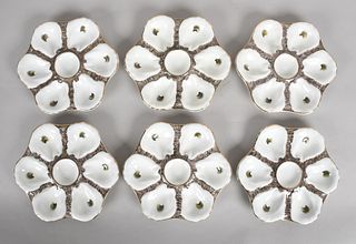 A Set of Six Majolica Oyster Plates