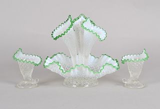 A Fenton Emerald Crest Epergne Set