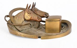 Austrian Gilt Bronze Equestrian Inkstand