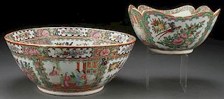 TWO CHINESE ROSE MEDALLION PORCELAIN BOWLS