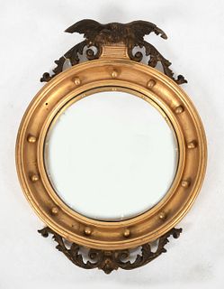 Regency Style Carved Giltwood Convex Mirror