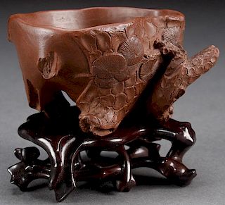 A CHINESE YIXING RED WARE WINE CUP
