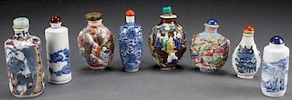EIGHT CHINESE PORCELAIN SNUFF BOTTLES, QING