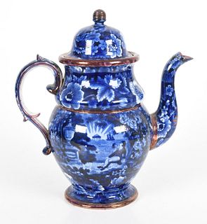 A Historical blue Staffordshire Coffee Pot