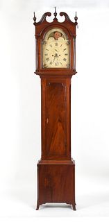 Federal Figured Walnut Tall Case Clock, Mid-Atlantic