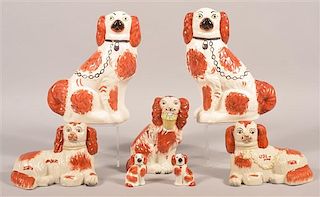 2 Authentic; 5 Reproduction Staffordshire Spaniels.